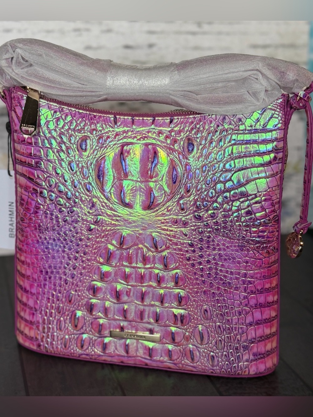 Brahmin Katie PURPLE IRIS crossbody NWT GREAT PLACEMENT WRAPPED STRAP FIRM